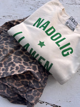 Load image into Gallery viewer, Vanilla green glitter Nadolig Llawen
