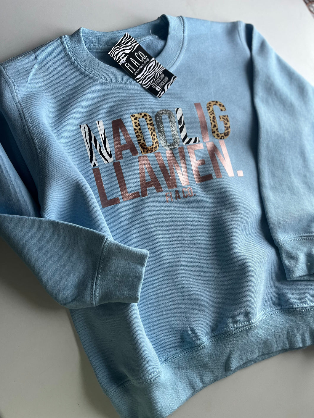 Sky Blue “NADOLIG LLAWEN” kids & adult sizes