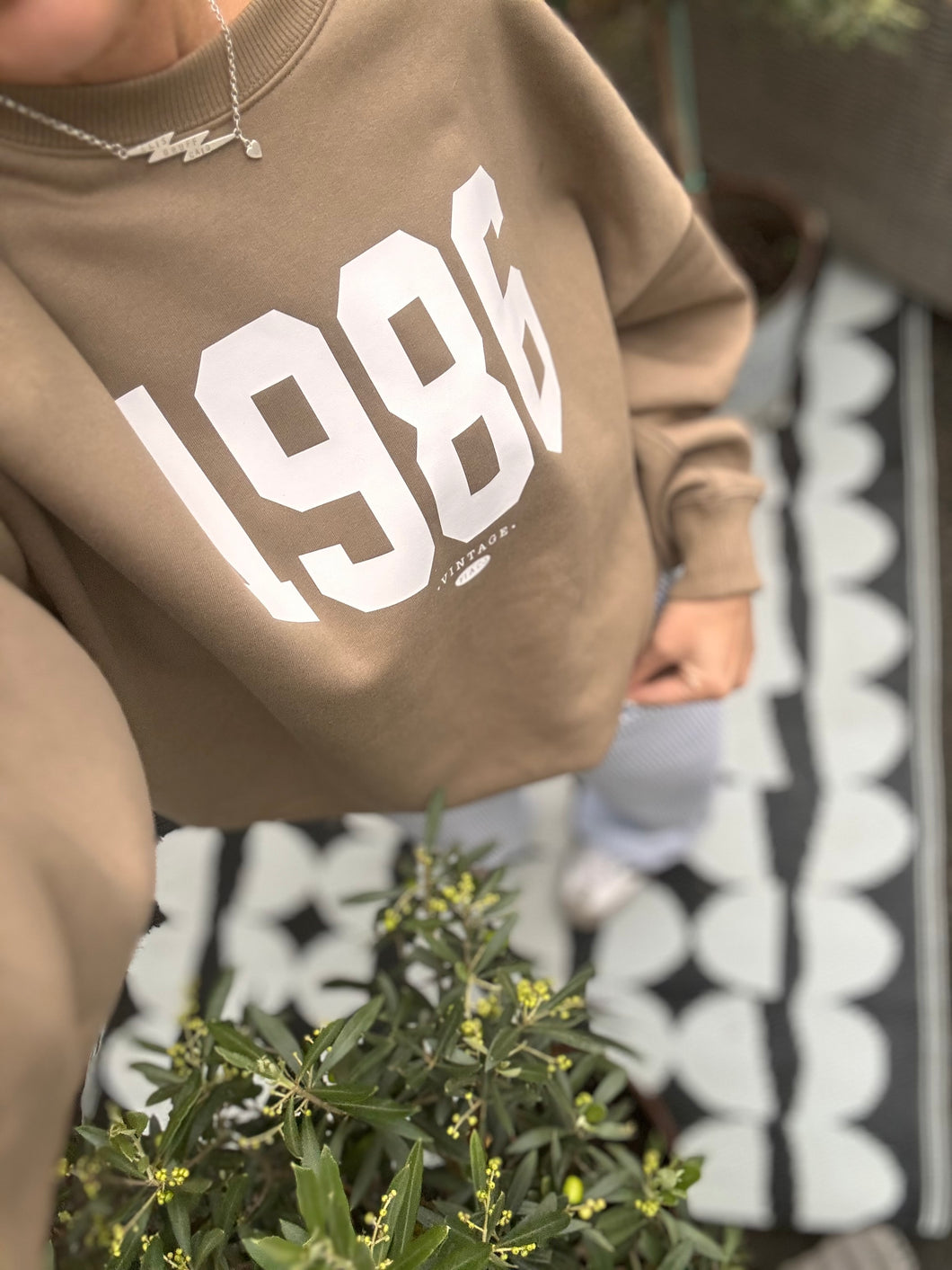 Birth date personalised oversized sweater in Brown