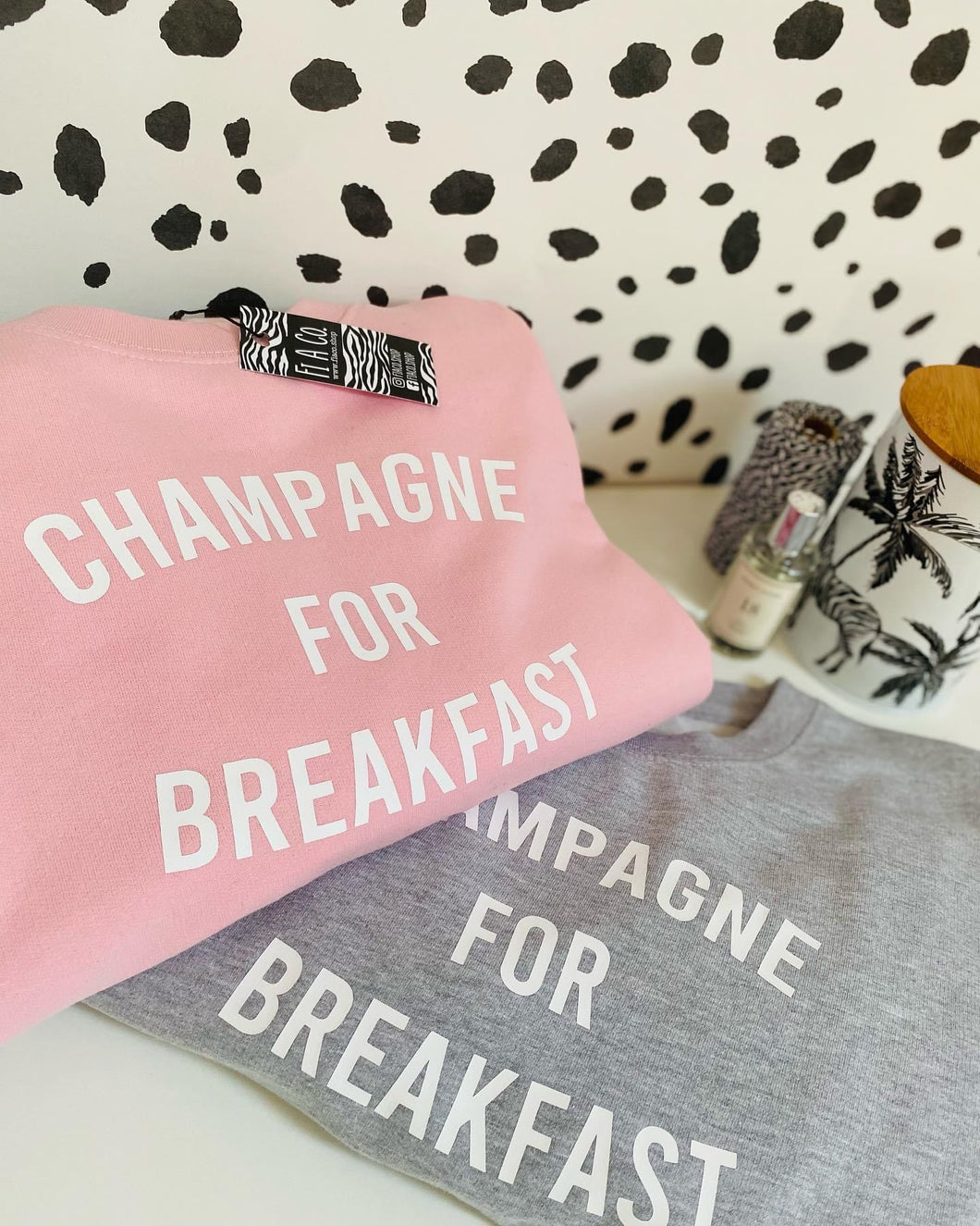 Pink “CHAMPAGNE FOR BREAKFAST” sweater