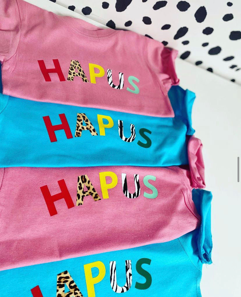 Pink “HAPUS” kids T’s