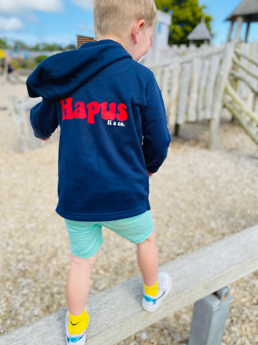 “HAPUS” navy zip jacket